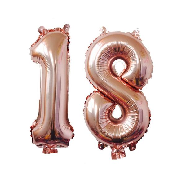 

party decoration 40 inch rose gold number foil digital balloons for birthday 18/30/40/50 wedding j#10