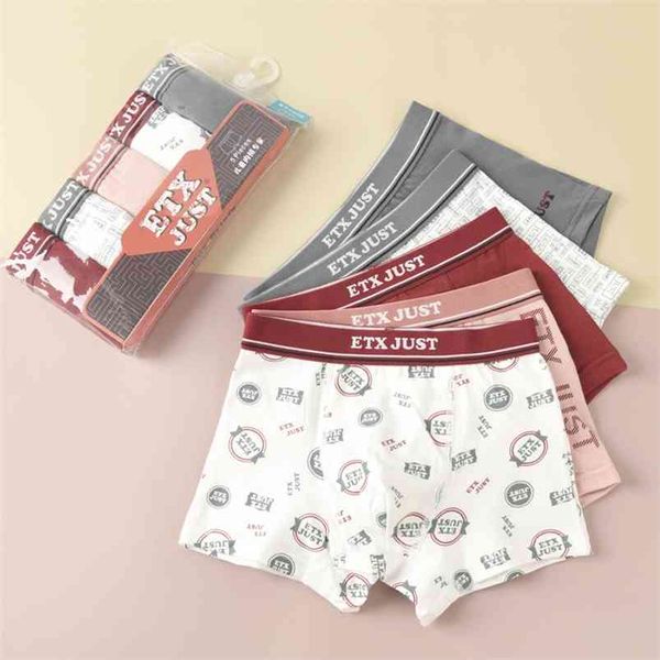 5 Teile/paket Baumwolle Höschen für Teenager Schule Jungen Baby Atmungsaktive Brief Drucken Shorts Casual Kinder Unterhosen Boxer 2-14 jahre 210622