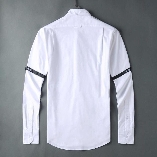 

men's casual shirts 2021 fashion brand men slim long sleeve shirt black striped turn down collar oxford white clothing, White;black