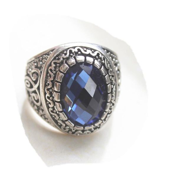 

cluster rings ajojewel 2021 fashion ring men stone blue crystal for silver color man accessories jewelry vintage, Golden;silver