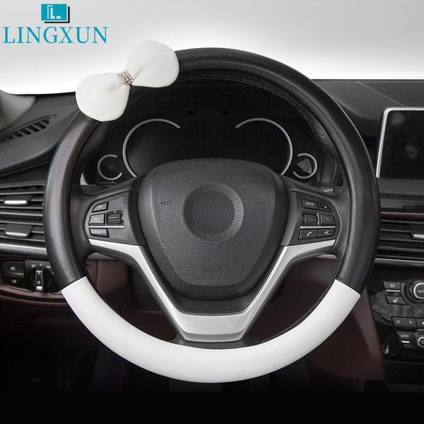 

steering wheel covers lingxun four seasons general super fiber leather car handle cover women's auto supplies lb068