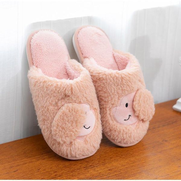 

slippers cute plush home indoor women's winter warm cartoon soft comfortable men women slides flats couples shoes 2021, Black