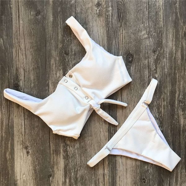 

solid color pinhole swimsuit fashion split open back women's, White;black