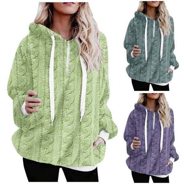 

women's hoodies & sweatshirts harajuku autumn winter casual fashion loose plush print drawstring hooded jacket warm korean female, Black