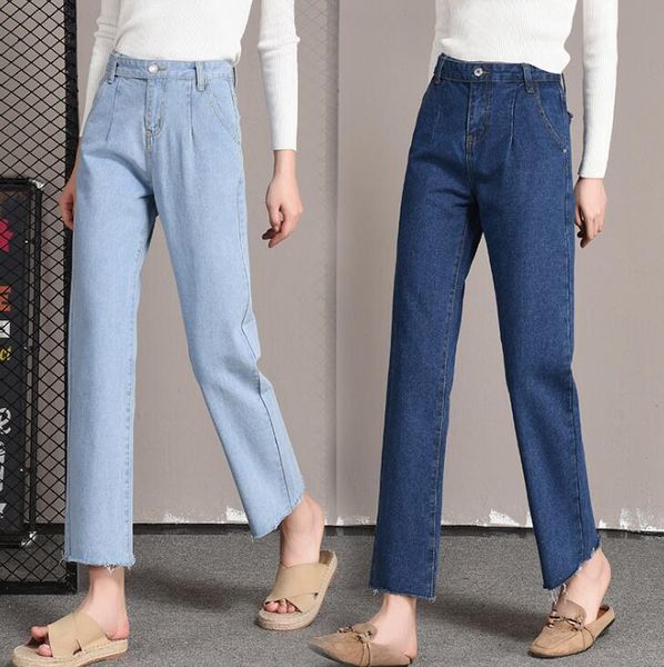 

women's jeans fashion wide leg denim pants women waist blue loose vintage mom long palazzo trousers female plus size