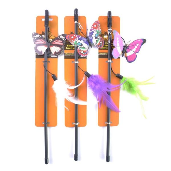 

cat toys hw butterfly tease wand interactive feather toy for kittens