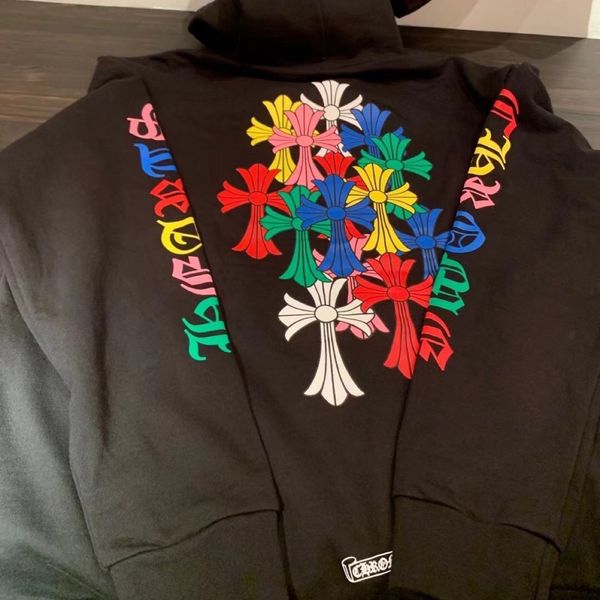 

hoodies c * h gram -- 2021 color cross printed hoodie, men's and women's loose hooded jacket, Black