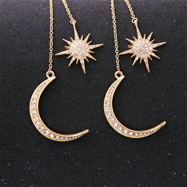 

sun and moon celestial earrings pendant vintage mystical fantasy for women dangle & chandelier, Silver