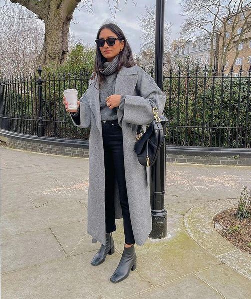 

women's wool & blends nice spring autumn women vogue coat, Black