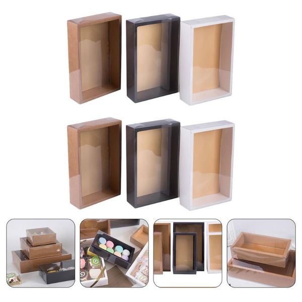 

gift wrap 6pcs wrapping box packing case dessert containers with transparent lid