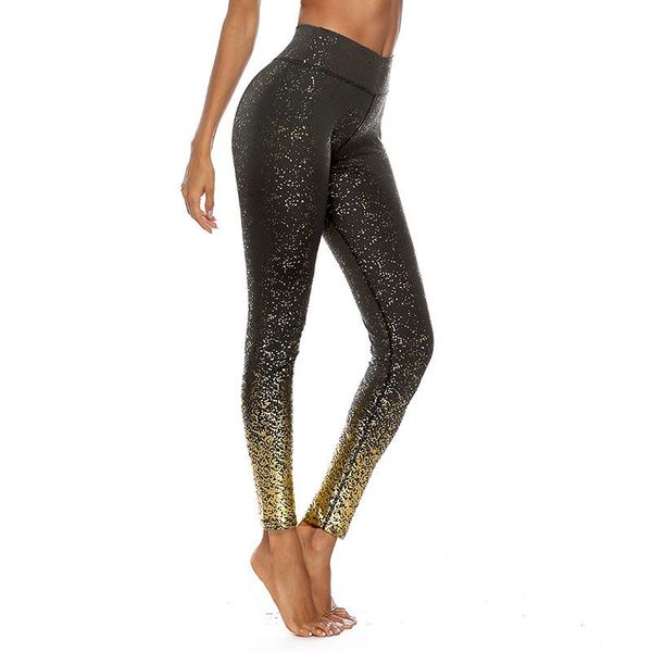 

women's leggings stamping printed pants fitness high waist sports slim women, Black