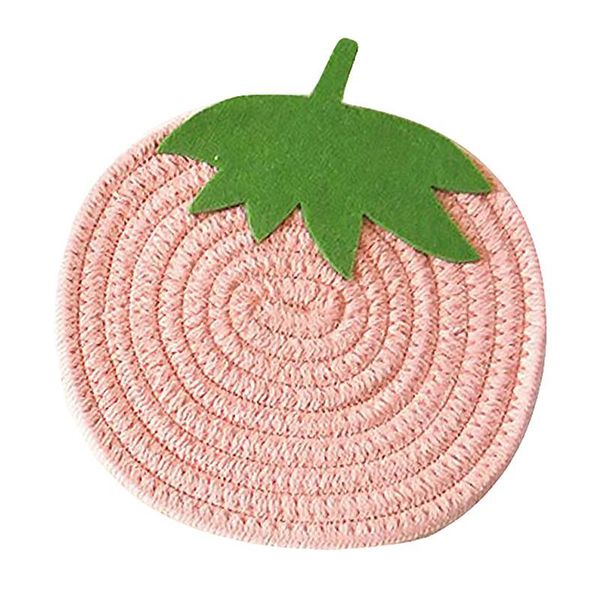 

mats & pads 1pc strawberry shape cup bowl mat heat-resistant place woven cotton