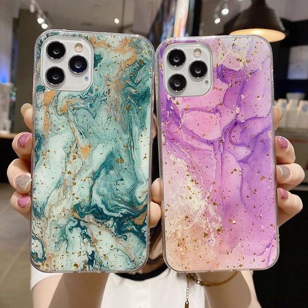 

cell phone pouches luxury glitter gold foil marble granite stone texture case for 12 11 pro xs max x xr 7 8 plus soft back cover