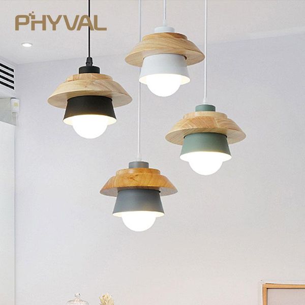 

pendant lamps light led fixture hanging kitchen lamp dining room e27 dinning lights wood modern