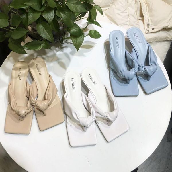 

spring and summer high heel sandals flip flops flip-flops slippers all-match, Black