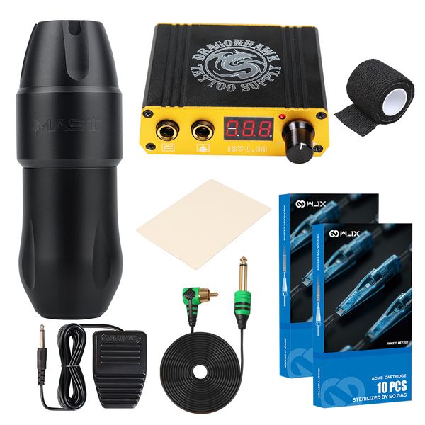 

dragonhawk mast tour pro tattoo machine set motor rotary pen makeup mini power supply with wjx cartridge needles kitscouts