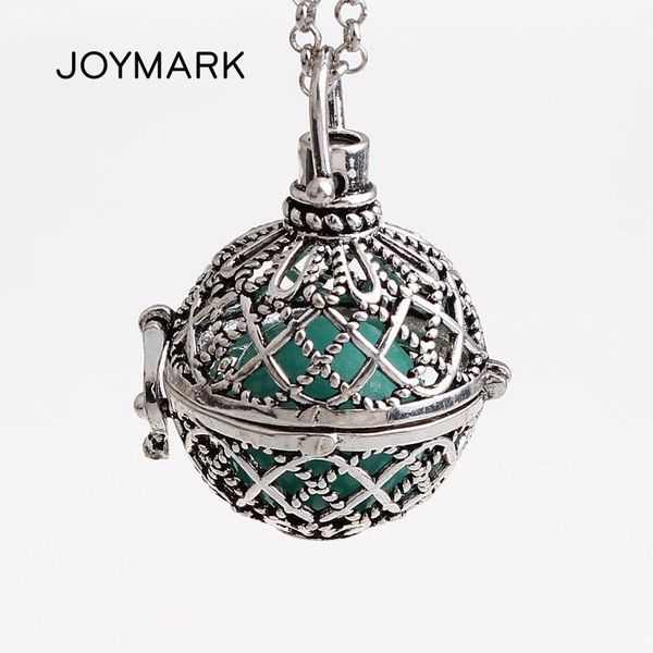 

pendant necklaces 5pcs/lot rhombus geometric pattern big hollow cage mexican chime magic box sound bell harmony pregnancy necklace hcpn50, Silver