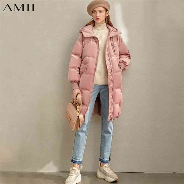 

fashion down jacket women's winter elegant hooded thick loose female mid-long coat 11970423 210527, Black