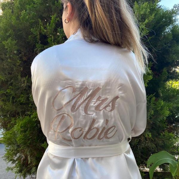 

women's sleepwear bride to be dressing gown, wedding robe, gown for bridal shower, henna night,bridal kimono satin robes, memory, Black;red