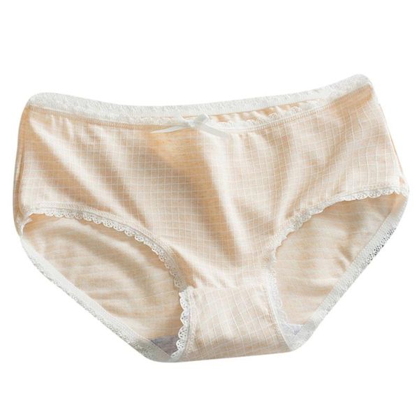 

women's panties cotton lattice lace fresh breathable simple comfortable cute mid-waist solid color briefs korean style, Black;pink
