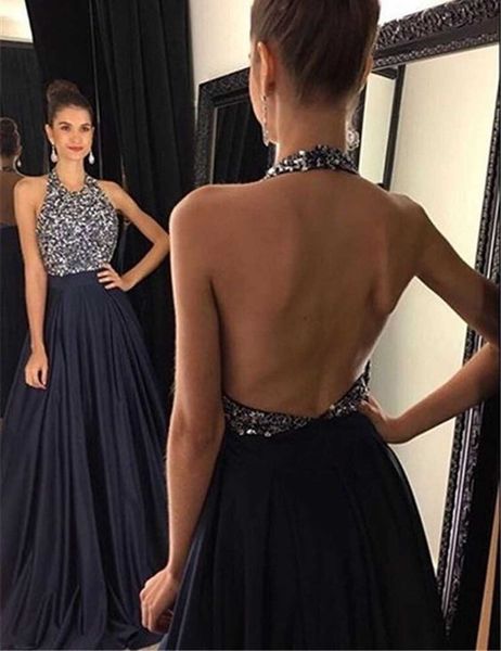 

luxury party evening dress backls sleevels neck sequin long evening drs, Black