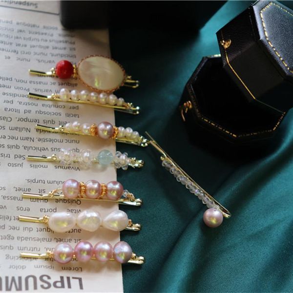 

hair clips & barrettes hairpins accessories for women girls tiara purple natural baroque pearls bride jewelry hand made irregular wedding gi, Golden;silver