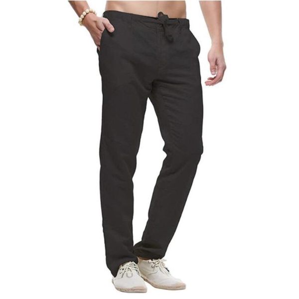 

men's pants harlan cotton linen youth fashion trend casual straight, Black