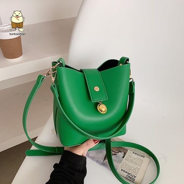 

evening bags beibaobao 2021 fashion trendy luxury shoulder handbags pu leather bucket crossbody for women solid color
