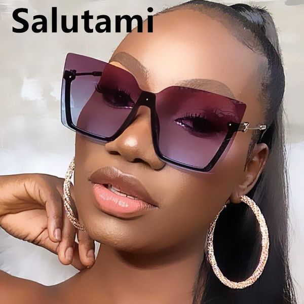 

sunglasses vintage half frame square cat eye for women alloy oversized gradient sun glasses female gray pink shades, White;black