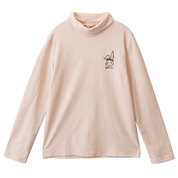 

women's t-shirt kawaii fashion women turtleneck t vintage cute rabbit graphic soft girls tee female korea long sleeve blue pin, White