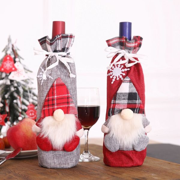 

christmas decorations champagne bottle bag three-dimensional old man doll red wine cover bar restaurant party decoration
