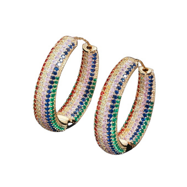

hoop & huggie trendy large luxury party earrings big circle color cubic zircon exaggerated women's brincos, Golden;silver
