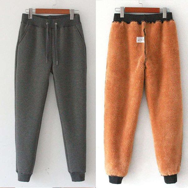 

women's pants & capris women winter plus velvet sweatpants long trousers pantalon femme size 4xl thicken lambs wool cotton harem hk231, Black;white