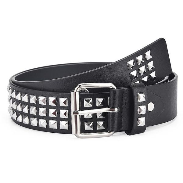 

belts punk rock leather for women black coffee chain female pin buckle belt streetwear cinto 110 cm, Black;brown