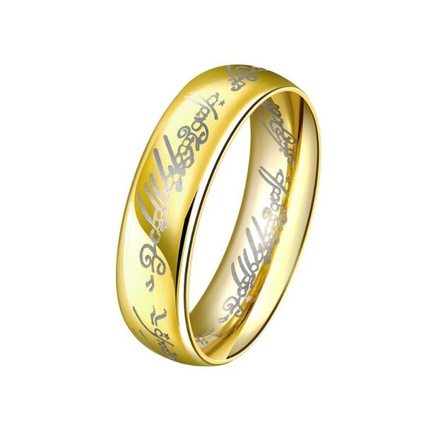 

wedding rings silver color fashion jewelry pendant magic pattern gold lettering stainless steel ring, Slivery;golden