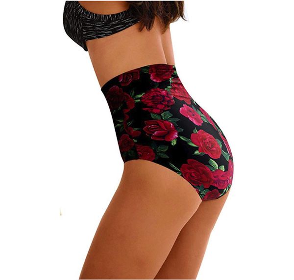 

new style swimming trunks high waist print show thin tie bikini swimsuit 5 colors -xxxl, White;black