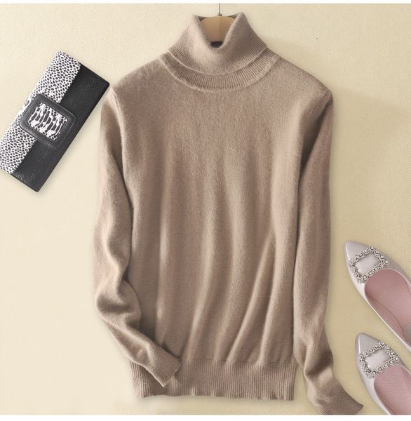 

women's sweaters autumn winter pull femme soft comfortable women turtleneck pullover solid cashmere sweater t694, White;black