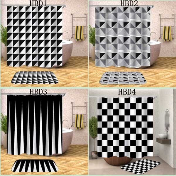 

shower curtain black and white style european printed polyester curtains