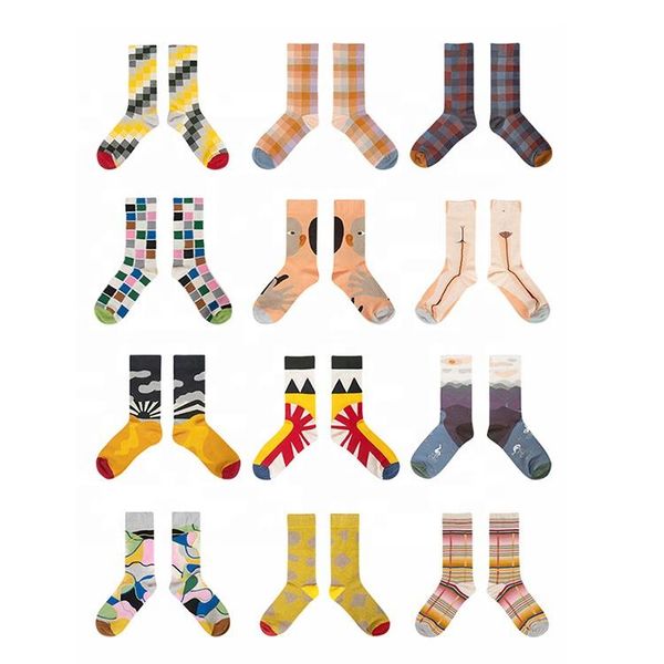

men's socks design stylish colorful funny cartoon cotton sports unisex, Black