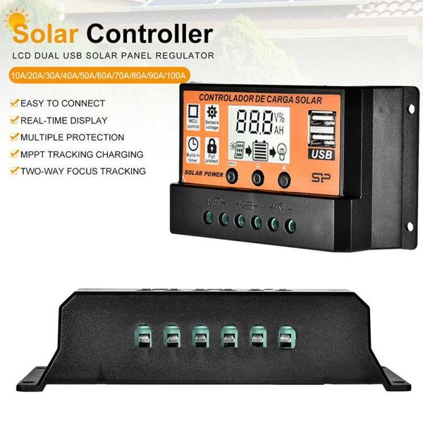 

smart home control 30a/50a/60a/70a/100a solar charge controller for panel battery with dual usb port 12v/24v mppt/pwm auto paremeter adjusta