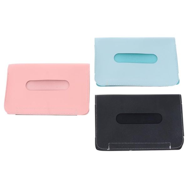 

storage bags 3pcs car sun visor napkin box leather hanging tissue holder for