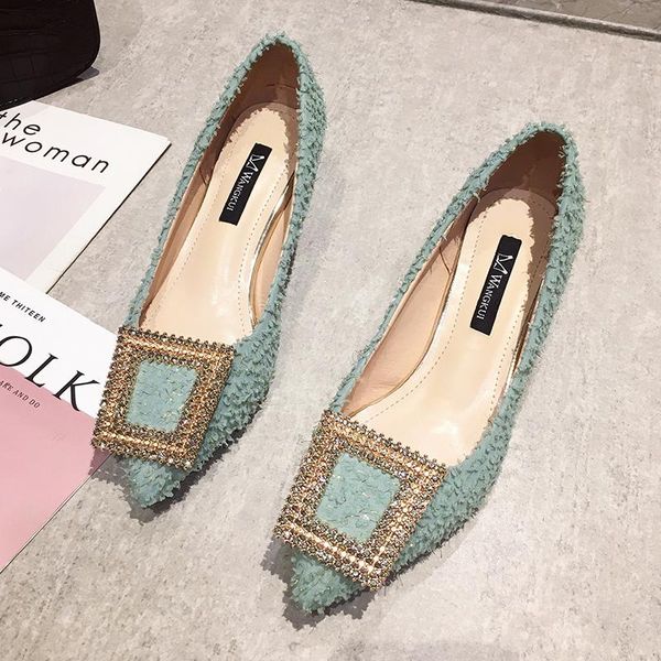 

dress shoes fashion buckle pumps women high heel elegant rhinestone ladies office pointed toe party wedding, Black