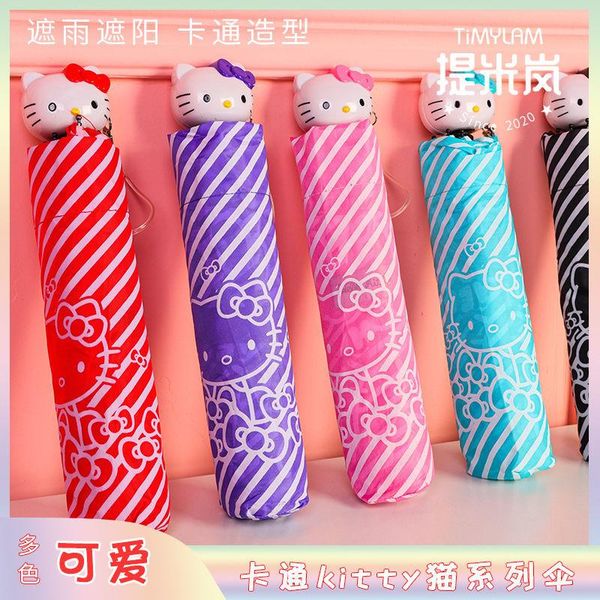 

umbrellas kitty umbrella tri-fold ultra-light folding anti-ultraviolet sun