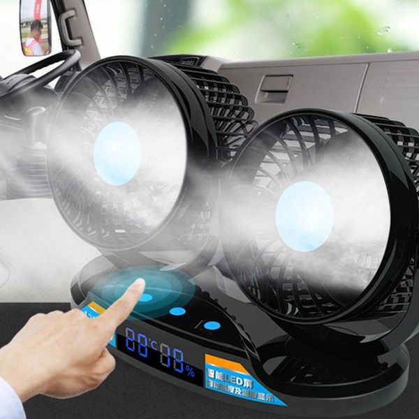 

electric fans mitchell car double head fan 12v 24v truck 12 speeds 360 rotatable cooling with temperature humidity led display