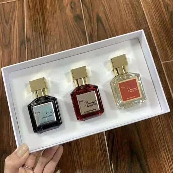 Estilo Clássico em Estoque Perfume Conjunto de 3 peças 25ml*3 Vaporisateyr Natural Spray vermelho 540/ ébano cetim coração duradouro Entrega grátis e rápida