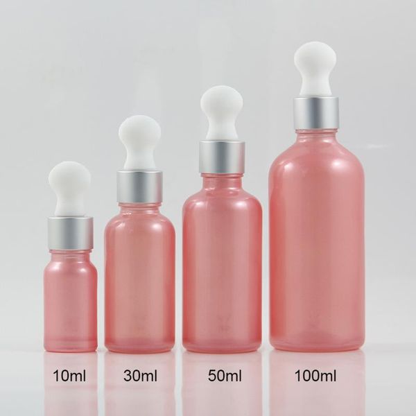 

storage bottles & jars cosmetic packaging 100ml pink essential oil container with silver dropper , glass bottle
