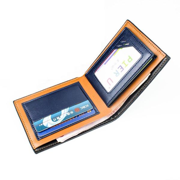 

card holders short wallet pu leather women coin purse casual multi-card slot id credit bank business holder student money bag clip, Brown;gray