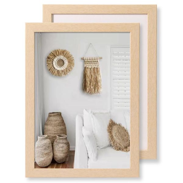

frames 2 pcs boho wood po frame hanging wall poster 30x40cm nature wooden picture living room interior home decor gifts