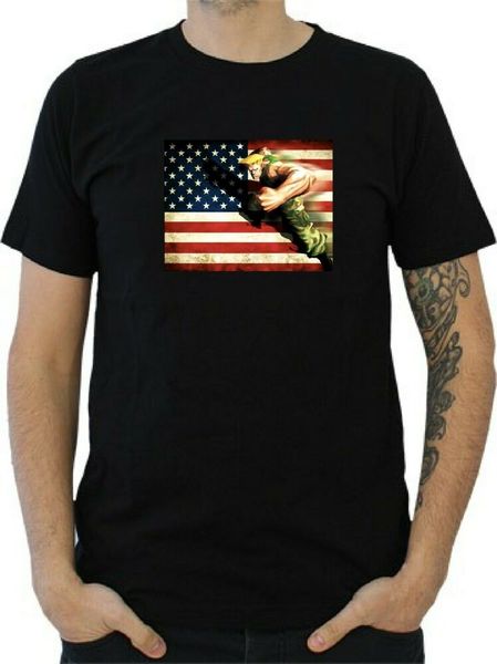 

mens t-shirt guile xbox playstation video games, White;black