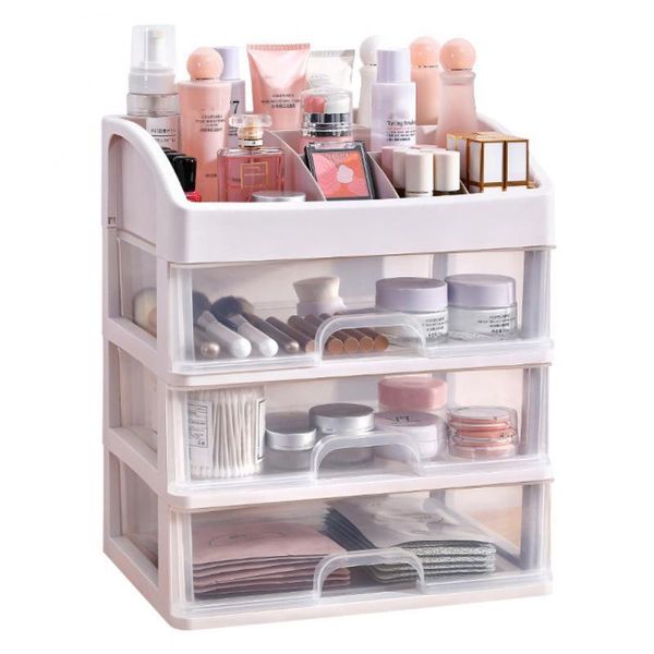 

storage drawers dressing table transparent cosmetic box drawer type multi-layer deskshelf lipstick surface flap rack